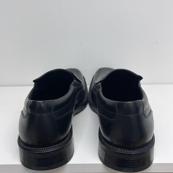 New Mens Franco Fortini Keith Black Leather Slip-On Dress Shoes | size 9